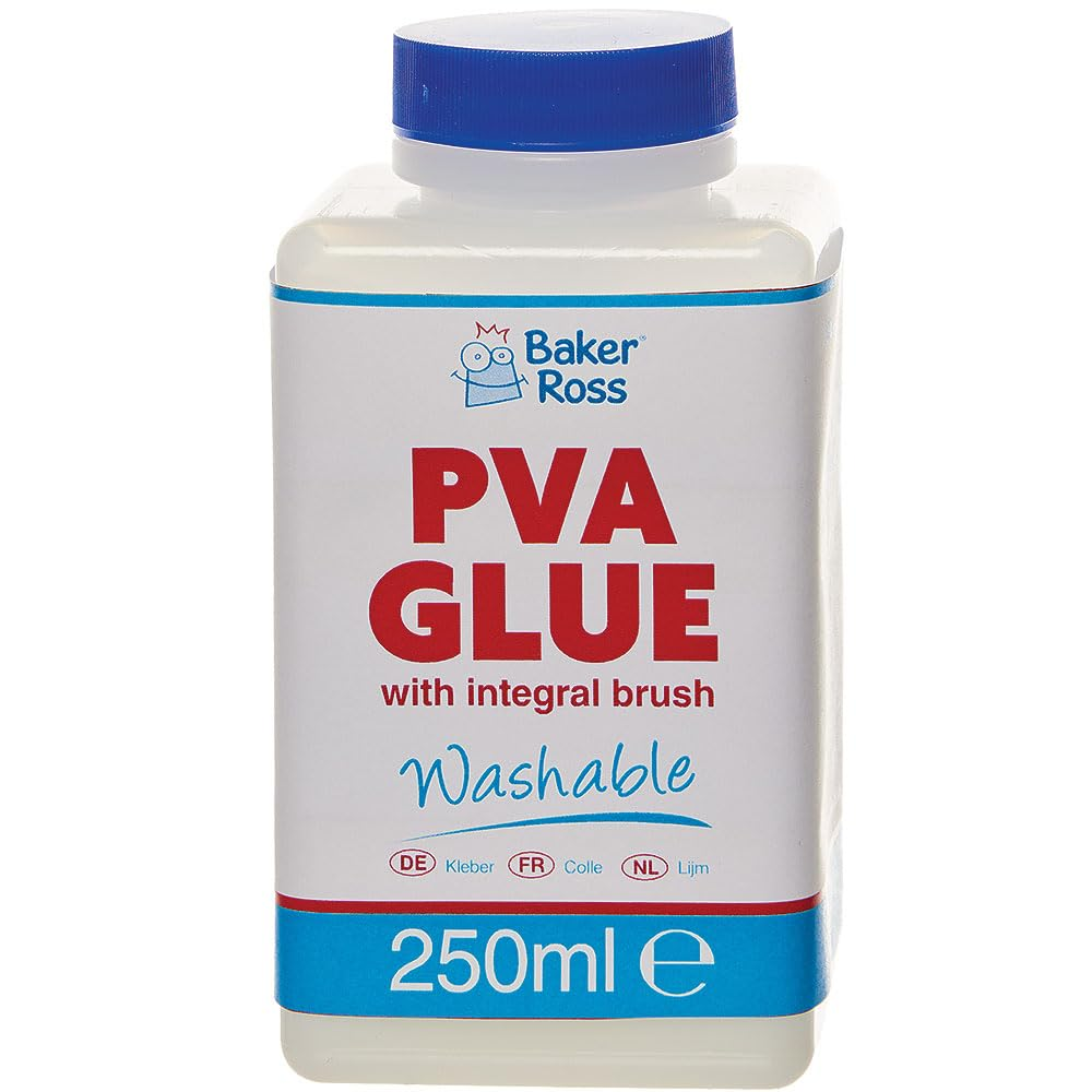 Baker Ross FN284 PVA Glue with Brush Pack of 1 Craft Adhesive for Kids & Arts
