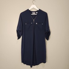 New York  Company Stretch Dress - Tunic 3/4 Sleeve Pockets Navy - Size M