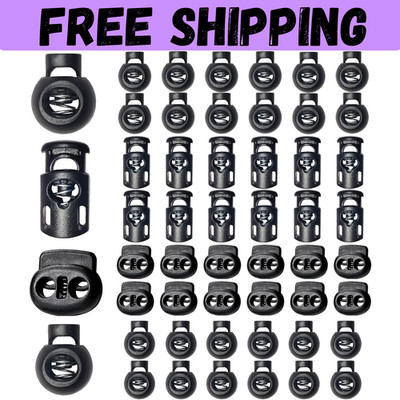 48pcs Upgraded Plastic Cord Lock Draw String Clip with Spring Toggle Stoppers