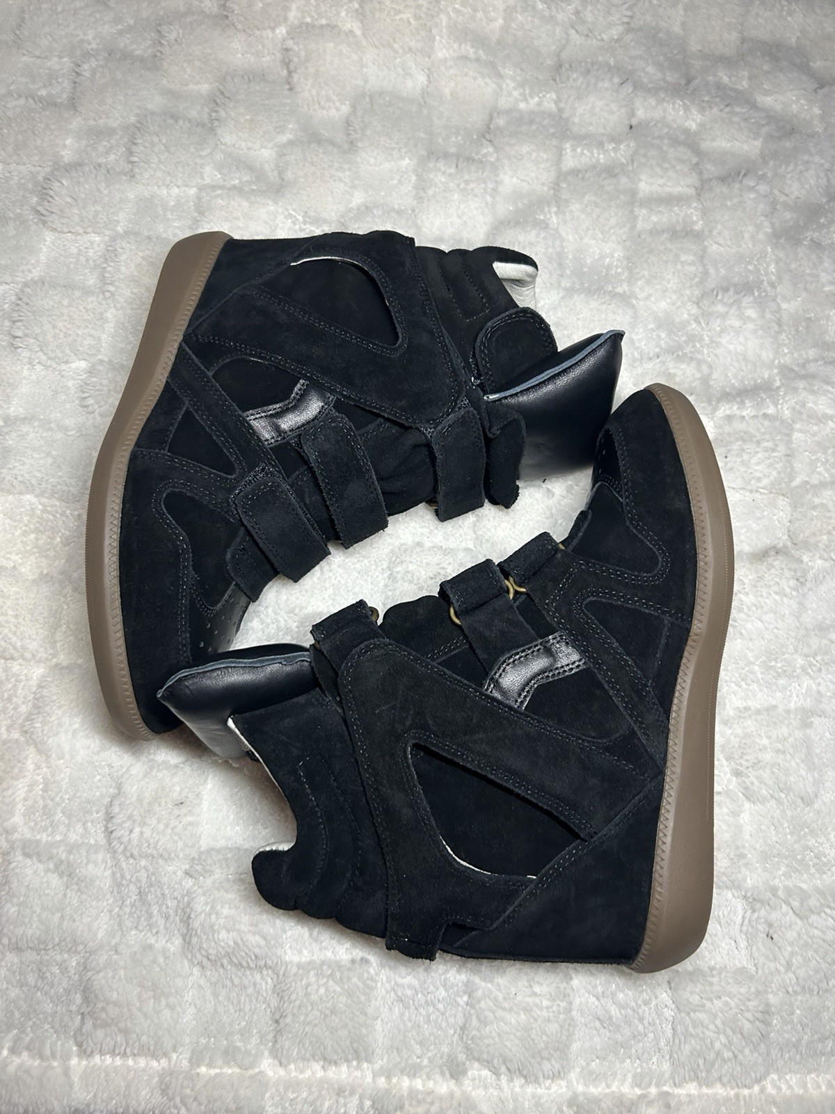 Isabel Marant Bekett Leather Wedge Sneaker Black Size US 7 EU 38