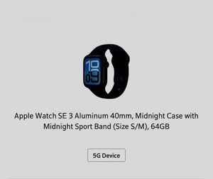 Brand New Apple Watch SE3 Aluminum 40mm Midnight / Midnight Sport Band 64GB 5G