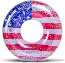 Inflatable USA Pool Float - Luxurious Fun Lounger Filled with Sparkle Silver ...