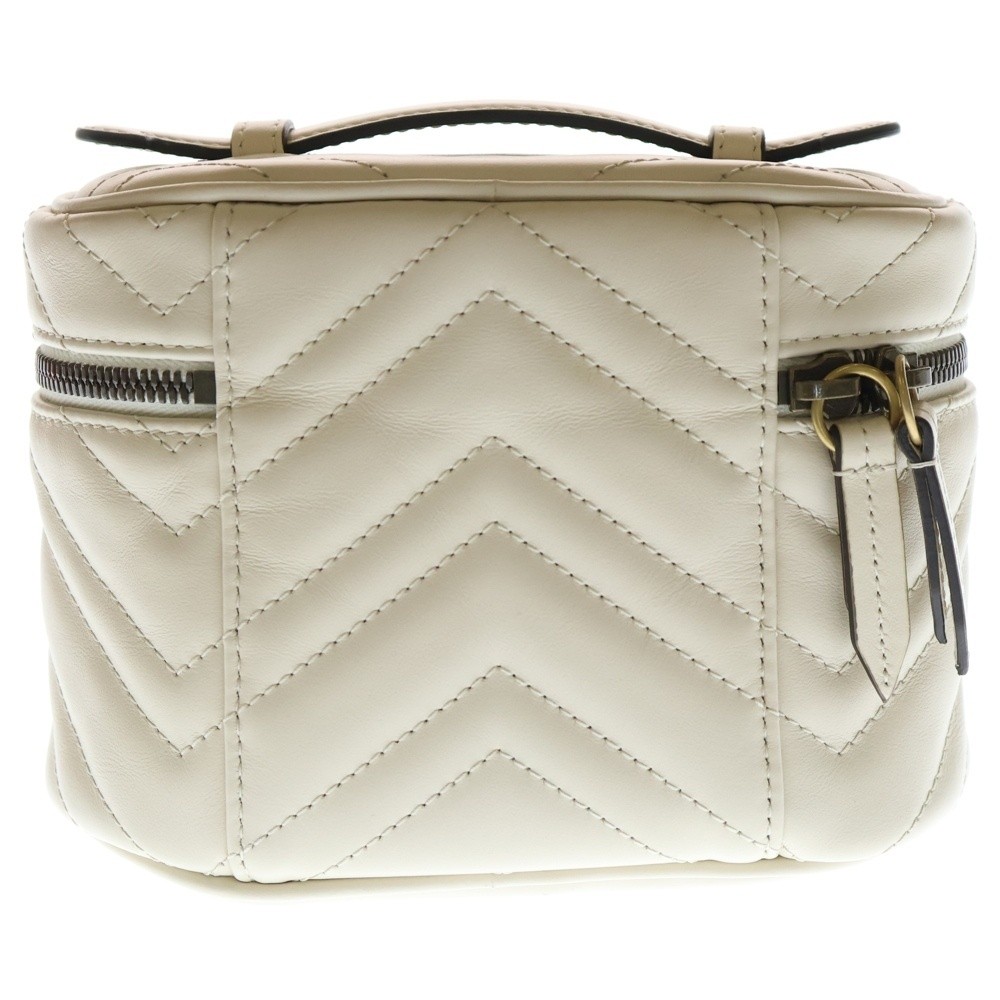 Gucci Gg Marmont Logo Plate Leather Vanity Handbag White 624615 thumbnail 2