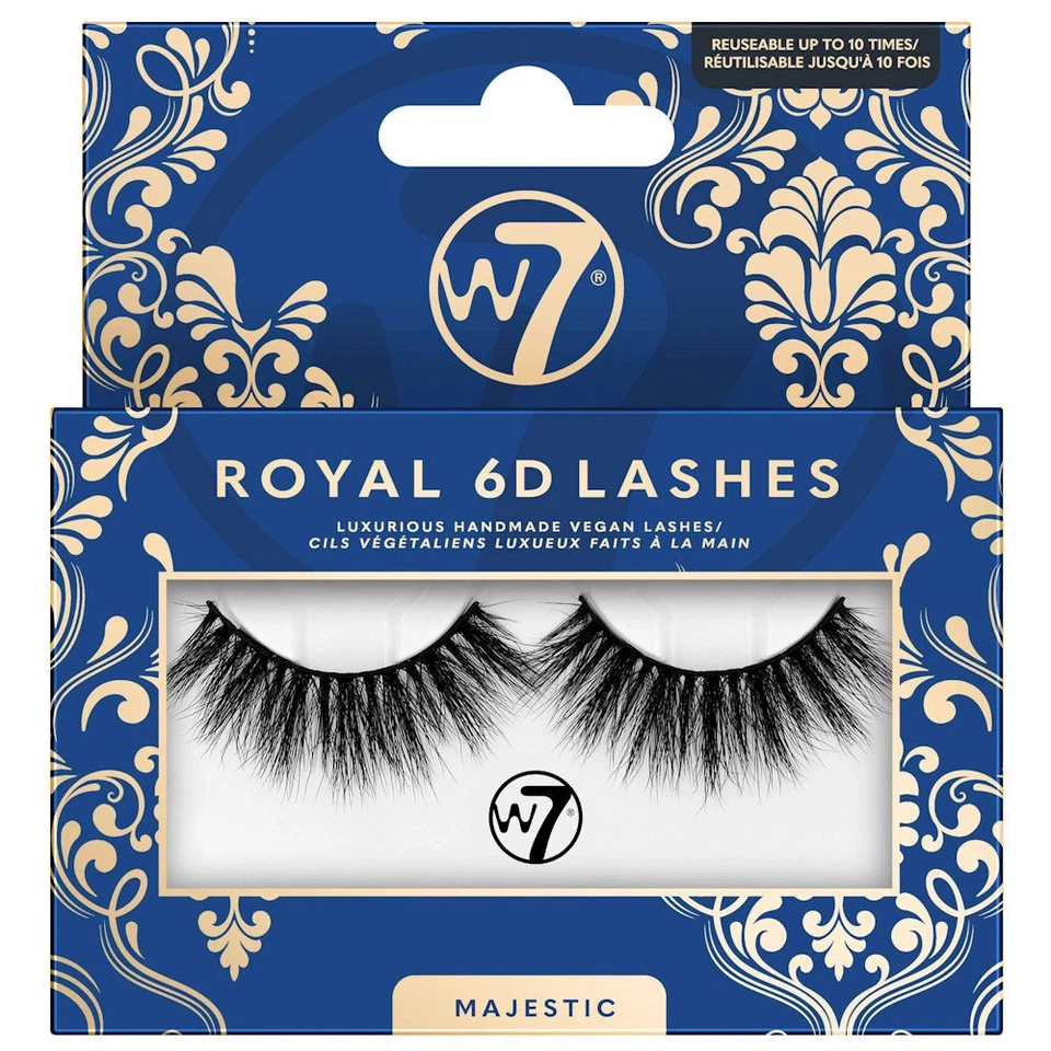 W7 COSMETICS W7 Royal 6D Lashes Majestic - Falsche Wimpern lang wiederverwendbar Party Eyes schwarz