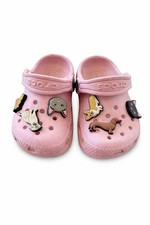 Crocs Pink Girls Clog Sandals Animal Accent Slip On Comfort Size 6