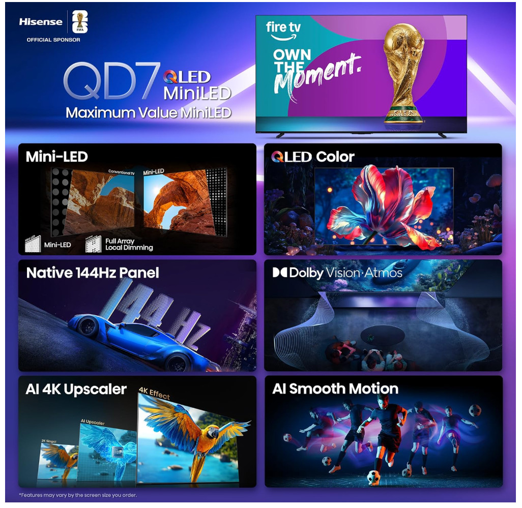 Hisense 100" Class QD7 Series Mini-LED 4K UHD Smart Fire TV (100QD7QF, 2025 Mode 4