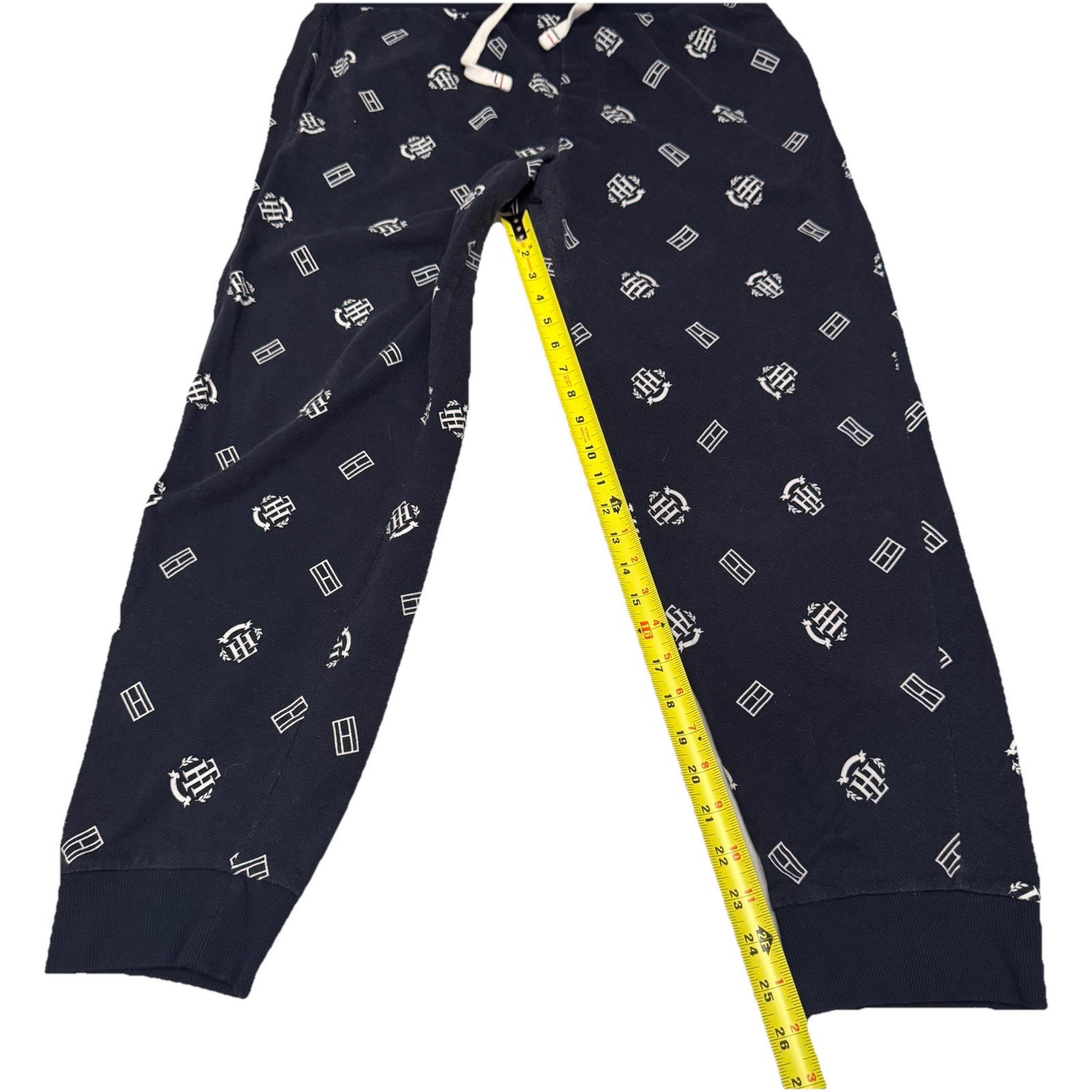 Tommy Hilfiger Mens Navy Blue Monogram Logo Print Cotton Sleepwear Joggers L image 3