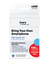 Lively SIM/eSIM – 3 Months of Service – Unlimited Data, Unlimited Talk and Text