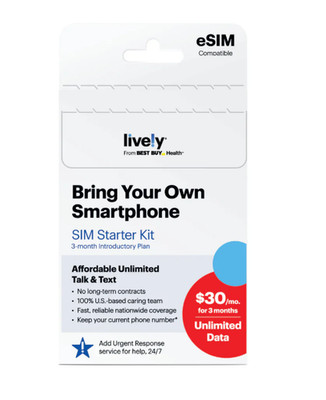 Lively SIM/eSIM   3 Months of Service   Unlimited Data, Unlimited Talk and Text