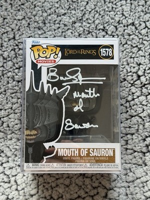 Funko Pop! Herr der Ringe Mund von Sauron signiert von Bruce Spence mit CN, Zitat