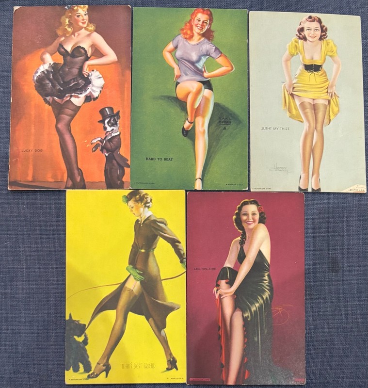Mutoscope PINUP GIRLS Vintage 1940s Arcade Cards / Lot of 5