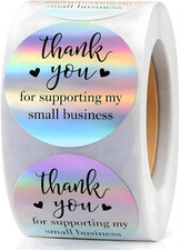 500 PCS Holographic Thank You for Supporting My Small Business Stickers – 1.5...