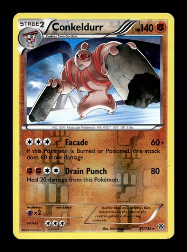 Conkeldurr Plasma Storm #81 (2013) Rare Reverse Holo HP Pokemon