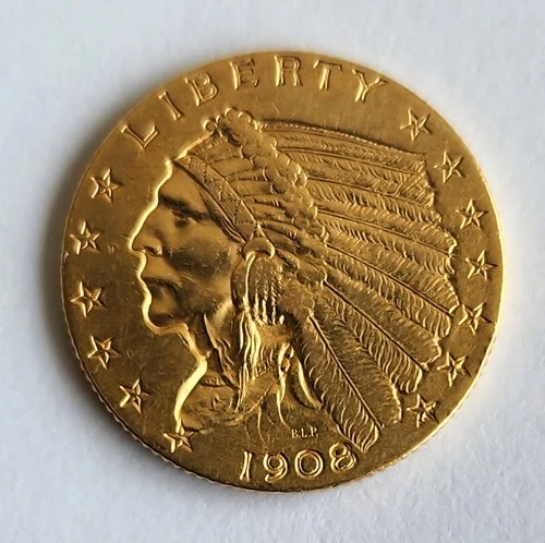 Gold Coin 2½ DOLLARS • Indian Head - Quarter Eagle 1908 XF+/XF