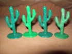 Four original vintage  Marx 54mm hard plastic cacti from Western themed playsets