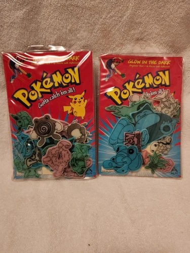 1999 Pokemon Glow In Dark 2 Pack Stickers Beginner Pack Intermediate Pack Sealed