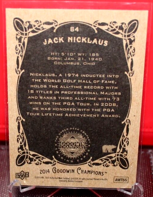 Jack Nicklaus 2014 Upper Deck *Goodwin Champions* Collection PGA Card No. 64 - Image 2 of 2
