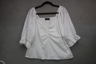 Lane Bryant White Eyelet Babydoll Cropped Top-18/20-NWT-Stretchy-Cottagecore