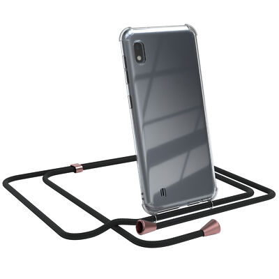 Für Samsung Galaxy A10 Handyhülle zum Umhängen Kordel Tasche Schwarz Clips  Rose