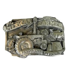 Vintage Belt Buckle 1983 American Farmer Feeds the World Siskiyou Buckle Co.