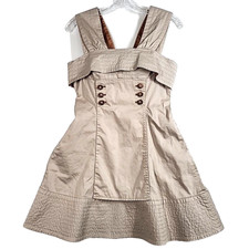 Jorya Weekend Dress Womens 6 Kahki Beige Fit Flare Wide Straps Casual Safari