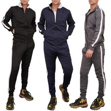 Mens Zip Up Tracksuits Summer Sports Sweatshirt Top Bottom Size S To XXL