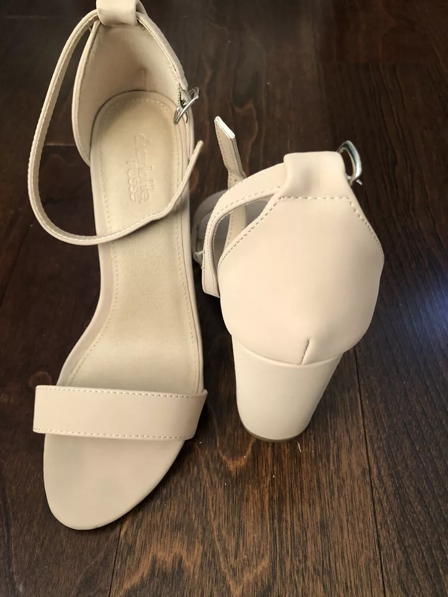Charlotte Russe Womens Size 8 Becca Nude Matte Block Heel Ankle Strap Sandals