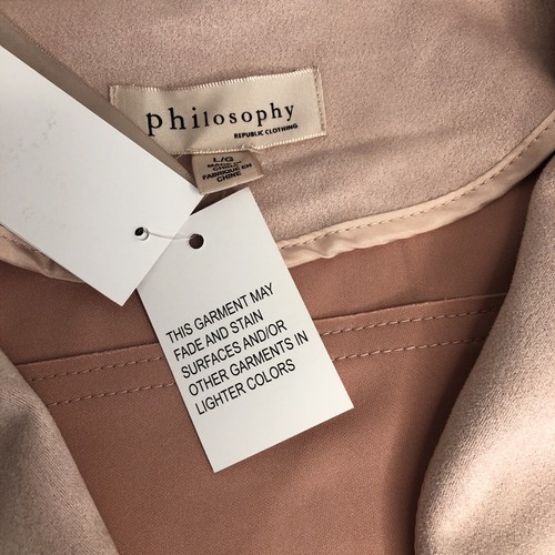 Philosophy Faux Suede Light Pink Cropped Moto Jacket Cardigan Pockets Large - Picture 10 of 13
