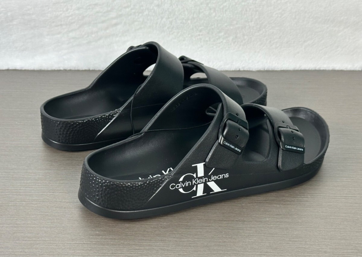 Calvin Klein Jeans Men's Black Zion Double Strap Slide