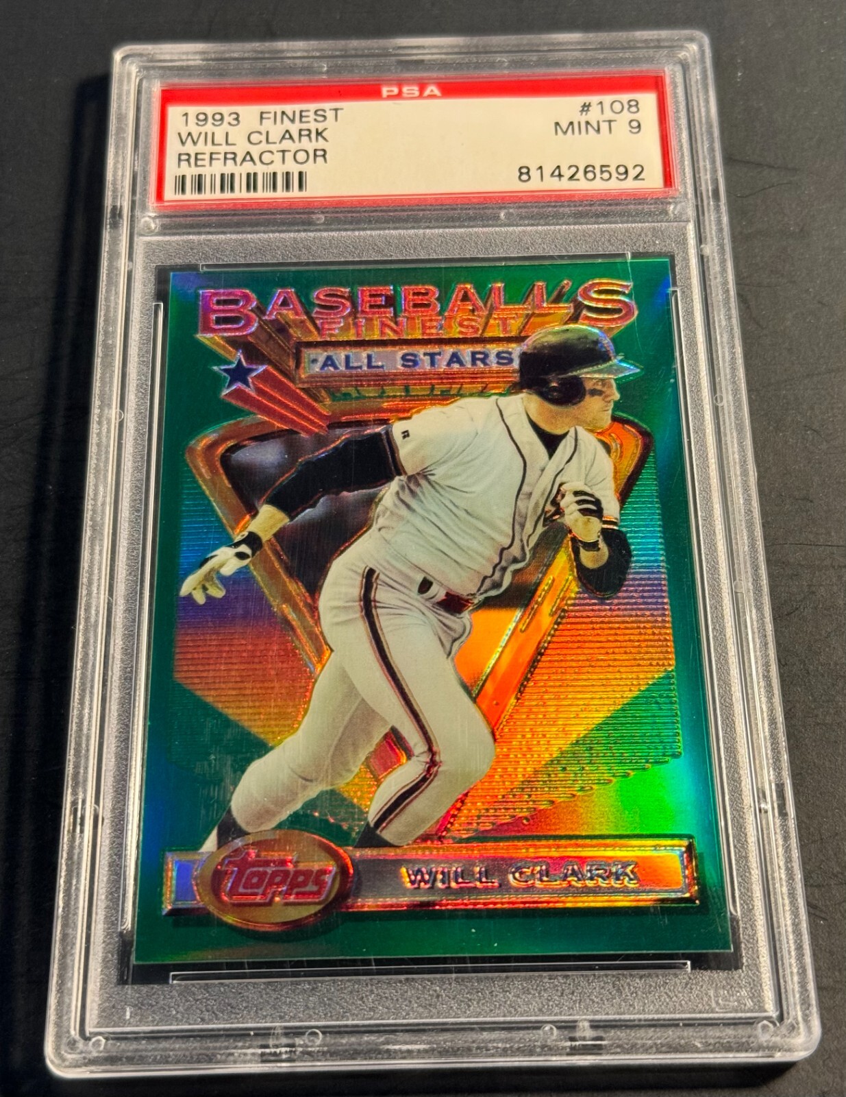 RARE 1993 WILL CLARK TOPPS FINEST REFRACTOR #108 PSA 9 CENTERED POP 57  (592)