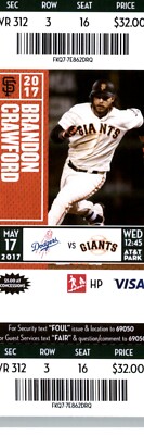 Los Angeles Dodgers vs San Francisco Giants 5/17/2017 Ticket Brandon Crawford