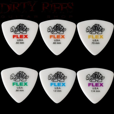 12 x Dunlop Tortex Flex dreieckige Gitarren-Plektren Gitarrenplektren - Größe/Typ Ihrer Wahl