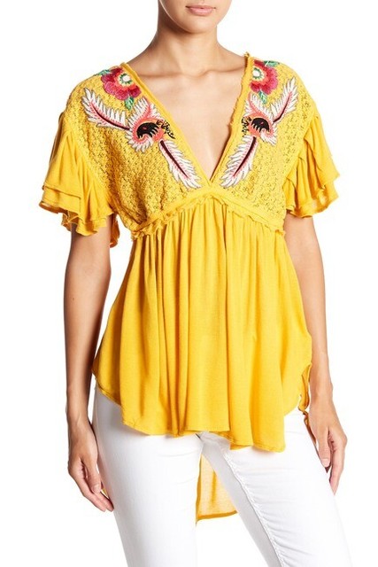 womens yellow tunic tops