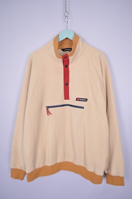 Berghaus Beige Snap T Sweater Jacket Polarplus Fleece Size XL