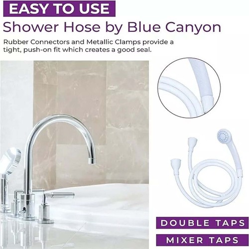 Double Tap Bath Sink Shower Head Hose Spray Hairdresser Pet Push On Mixer - Picture 4 of 10