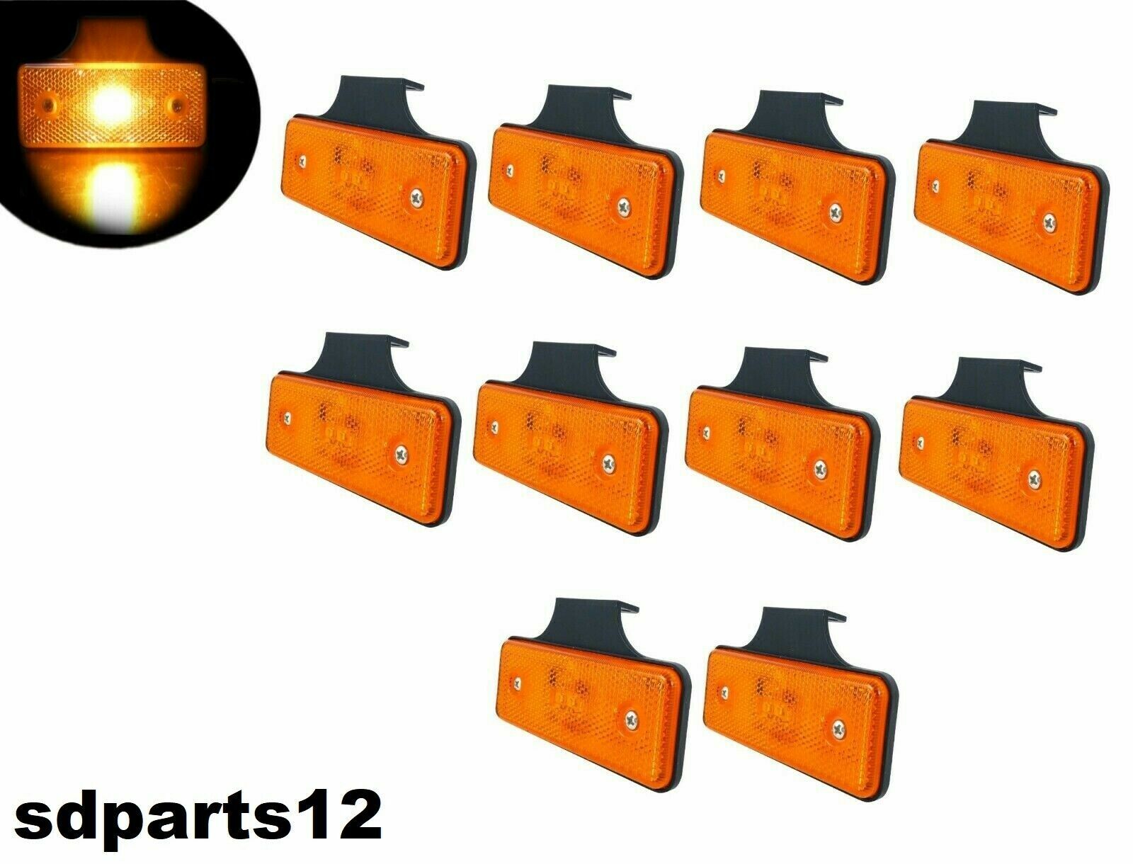 Feux de gabarit orange 12V 24V à LED avec support pour camion et remorque
