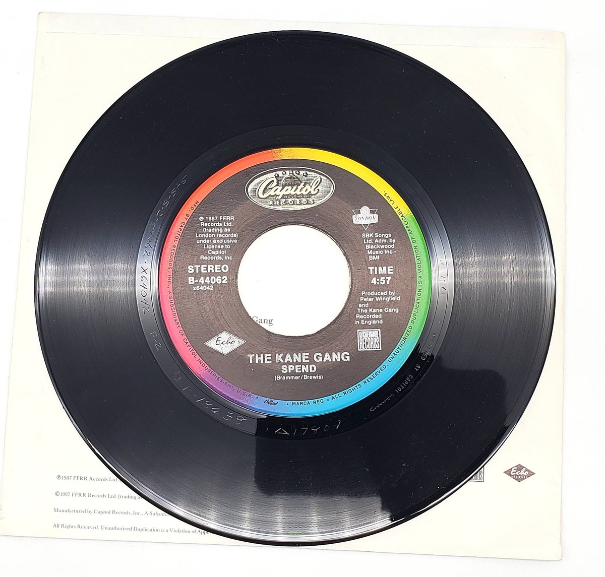 The Kane Gang Motortown 45 RPM Single Record Capitol Records