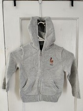 Polo Ralph Lauren Polo Bear Zip Up Hoodie Jacket Cardigan Gray Size 3T