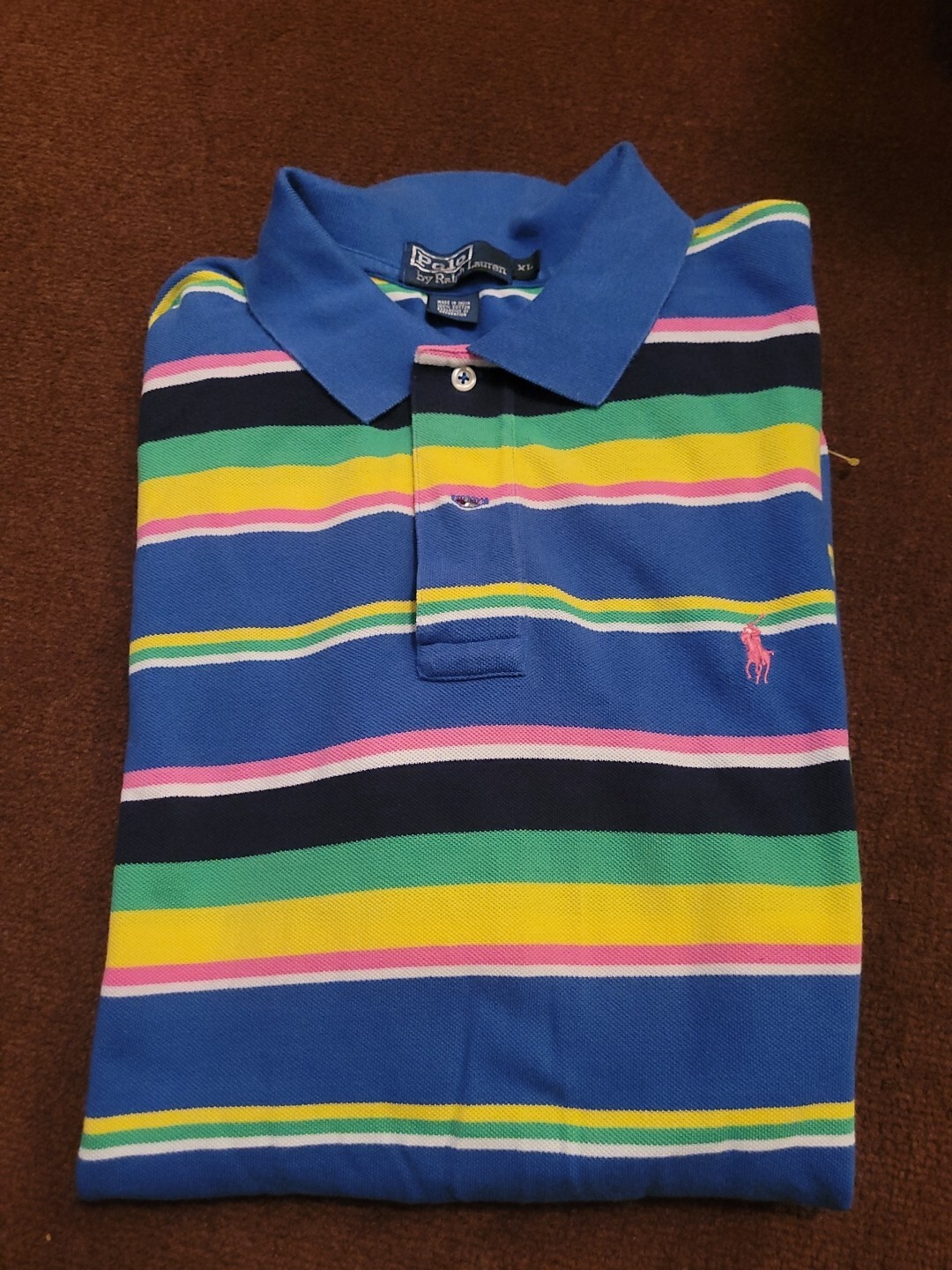 PONY Polo Ralph LAUREN vintage anni 90 camicia a righe con frangia rosa