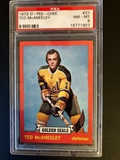 1973-74 O-PEE-CHEE NHL HOCKEY #37 TED MCANEELEY PSA 8 NM-MINT SHARP + OPC