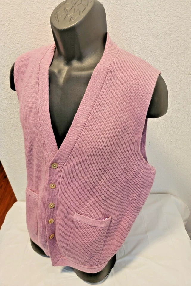 Robert Talbott Nuevo con Etiquetas Para Hombres Cárdigan Grande Suéter Chaleco Malva Lana Merino Foto 3 de 4