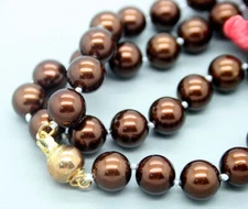 36" 50" 80" 100" 8mm South Sea Shell Pearl Round Beads 14K Gold GP Necklace AAA