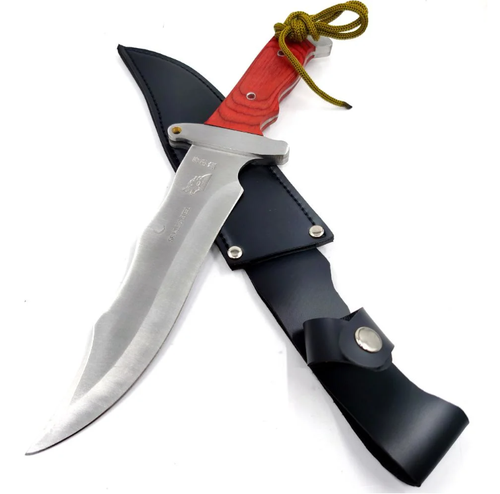 18cm Fixed Blade Knife Full Tang Rosewood Handle Leather Sheath Camping Hunting - Picture 18 of 22