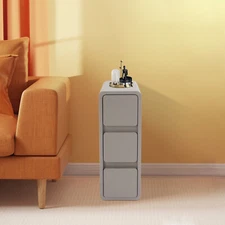 Nightstand, Bedside Table with Drawers, Small Narrow Nightstand  Deep Gray