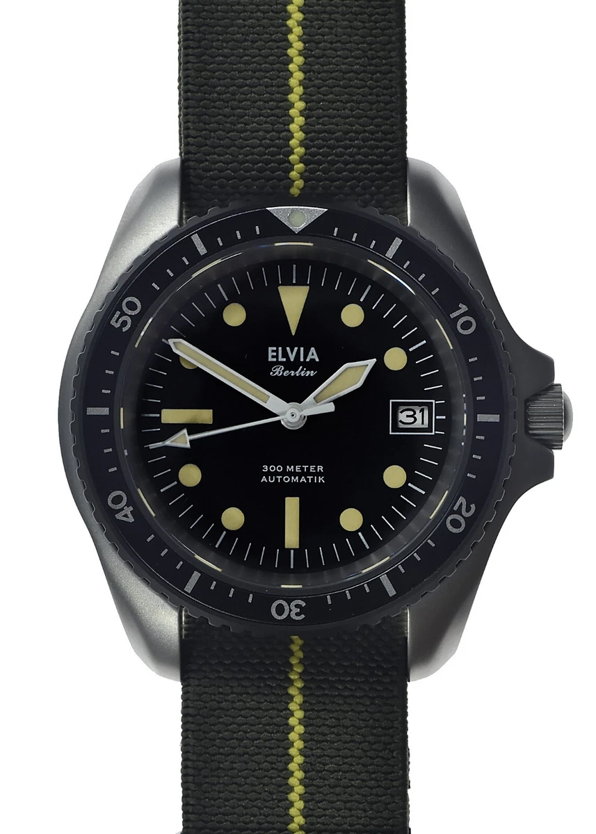 Montre de plong e militaire ELVIA avec 24 bijoux mouvement automatique et crista
