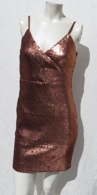 h&m brown sequin dress Ladies - Dark Brown Bow-Detail Sequined Dress - Size: XXL
