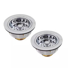 3-1/2 In. Post Style Kitchen Sink Basket Strainer in Polished Chrome 2-Pack 