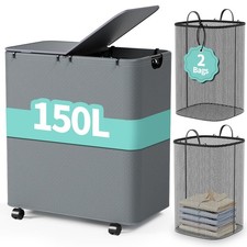 Yecaye 150L Laundry Hamper with Wheels, Rolling Laundry Basket with Lid and 2...