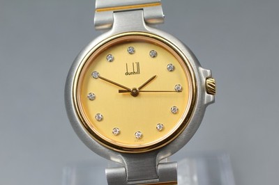[N NEUWERTIG] DUNHILL P00V 12P Diamant rund 33mm Armband Quarz Herrenuhr JAPAN