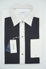 Men Eton Tuxedo Shirt French Cuff Slim Fit Size 40 15 3/4